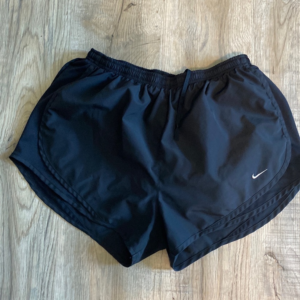 Nike Black Athletic Running Shorts with White Swoosh